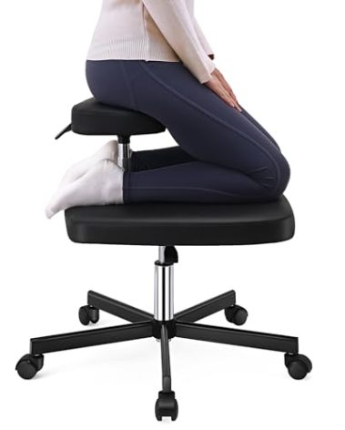 LHOOCX Meditation Chair ADHD Chair Ergonomic Cross Legged Chair with Wheels,Kneeling Chair for Office and Home,ADHD Chairs for Adults (Black)