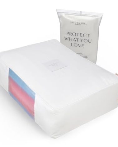 Hayden Hill Luxury Organic Cotton Sweater & Blanket Storage Bag - 20" Fits 9 Cashmere Sweaters or 2 Blankets - Moth Proof Garment Bag - Clothes Organizer With Zipper - Certified Carbon Neutral
