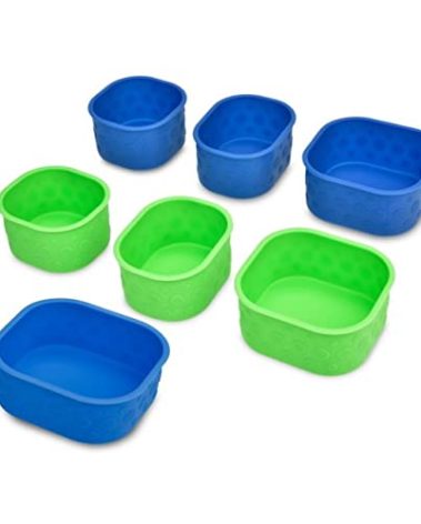 LunchBots Silicone Bento Cups Set - Accessories Designed to Fit in Medium and Large Bento Lunch Boxes - 7 Pieces - Blue/Aqua