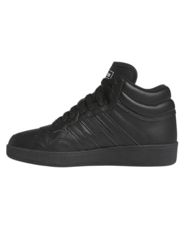 adidas Hoops 4.0 Mid Top Basketball Sneaker, Black/Black/White, 4 US Unisex Big Kid