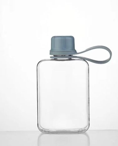 IDIDG Flat Water Bottle Travel Flask Portable 8.2 oz BPA Free Tritan Square Water Bottle Leakproof Slim for Purse Travel Pocket Sports Fitness (Blue, 8.2 OZ)