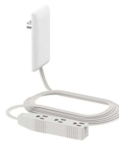 LIDER Flat-Face Outlet Extender with 3 Receptacles, Ultra-Thin Wall Plate Plug with Cord Extender and 3-Outlet Power Strip, 8ft Cord, LWE8-315-W, ETL-Listed, White