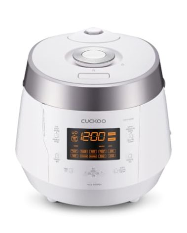 Cuckoo Heating Pressure Cooker & Warmer – 12 built-in programs, Glutinous (white), Mixed, Brown, GABA rice, and more, 10 cups