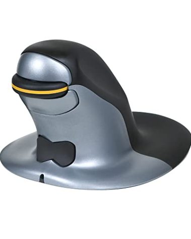 Posturite Penguin Ambidextrous Wireless Ergonomic Mouse | Rechargeable, Alleviates RSI, Easy-Glide, Vertical Design, PC Computer & Apple Mac Compatible (Medium, Wireless)