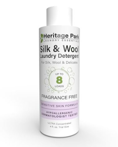 Heritage Park Silk & Wool Fragrance Free, Hypoallergenic, pH-Neutral Laundry Detergent - Dermatologist-tested, Sensitive Skin-Friendly, Enzymes-Free, Ultra Concentrated (4 Fl Oz)