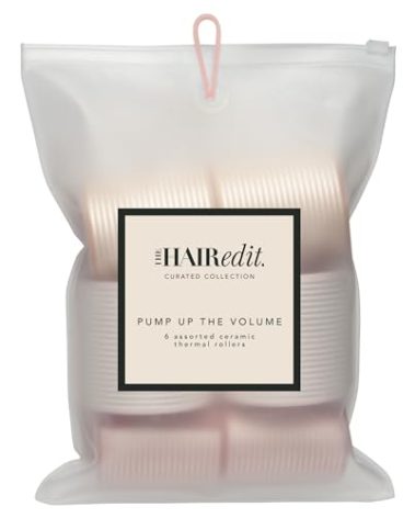 The Hair Edit Pump Up The Volume Ceramic Thermal Rollers - 6 Assorted Self Grip Hair Rollers With Storage Bag