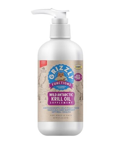 Grizzly Pet Products Krill Oil Liquid Antioxidant Product for Dogs and Cats, 8 Ounce