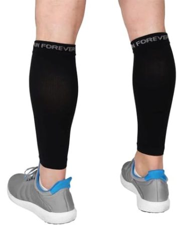 Calf Compression Sleeves for Men and Women - Footless Compression Socks for Runners, Shin Splints, Varicose Vein and Calf Pain Relief - Leg Brace for Running, Cycling, Travel - Medium, Black