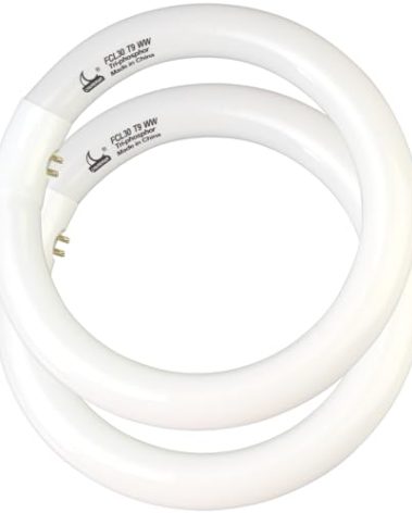 CHKADAWA FCL30/30K Circular Fluorescent Light Bulbs T9 9 inch 30 Watts, Round FCL30EX-L 27K Circline Light Bulb FC9T9/KB 30W 830 3000K, 32030 WW Warm White, G10q 4 Pin Base, 2 Pack