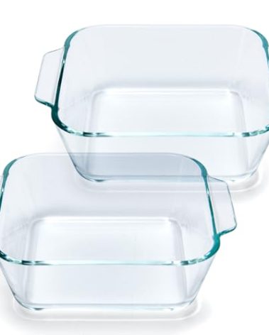 Small Casserole Dishes 2 Pack, 5 Inch Glass Square Baking Dish Individual Portion Baking Pan for Oven Microwave Air Fryer Square Egg, Clear Prep Bowls with Handle