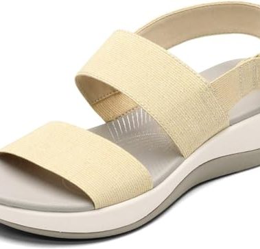Clarks Women's Arla Jacory Sandal, Gold Metallic Textile, 80 W US
