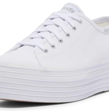Keds Triple Up Canvas, Sneaker Womens, White, 5 Medium