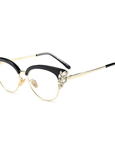 Rhinestones Bling Bling Cateye Reading Glasses Women Blue Light Blocking (black, 1.25)