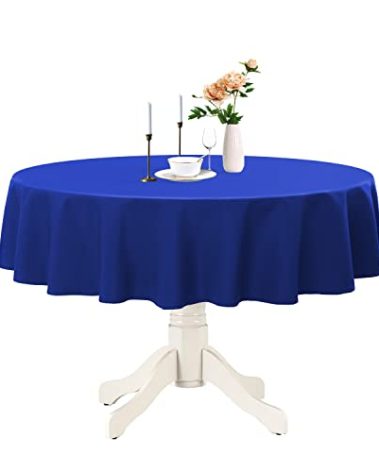 Romanstile Round Waterproof Tablecloth, Stain Resistant Washable Table Cloths Wrinkle Free Polyester Table Covers for Kitchen Dining Party Wedding Indoor and Outdoor - Blue, 90 Inch