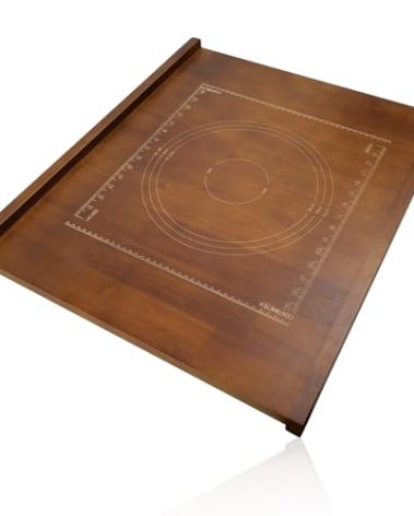 24" x 20" Reversible Wooden Pastry Board Wood Pasta Board with Lip Bread Board Cutting Board Chopping Board Pie Board with Engraved Ruler for Counter Top Kitchen-Brown