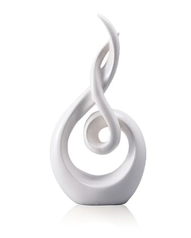 LC LCdecohome Modern Abstract Art Table Decoration - Ceramic Statue Modern White Ornaments for Living Room Great Gift Idea Home Décor 5 * 2.5 * 10.5 inch Gift Box Included
