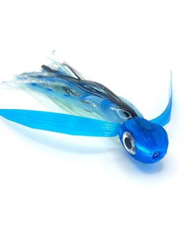 Evolution Lures Saltwater Big Game Fishing Lure, for Offshore trolling (FlyBoy 6") (Blue Light Blue Glow (Unrigged))