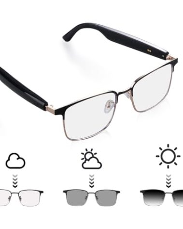 Smart Glasses, Polarized Sunglasses, Bluetooth Glasses for Women Mens, Voice Assistant Audio Open-Ear Headphone Speaker Safety for Iphone/Android/Music/Driving/Fishing Cycling Work Sport UV Protection