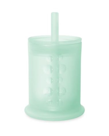 Olababy Silicone Training Cup with Straw Lid | Babies Water Drinking Cup | 6+ Mo Infant To 12-18 Months Toddler | Sippy Cup For Kids & Smoothie Cup | Baby Led Weaning (Mint, 5 oz)