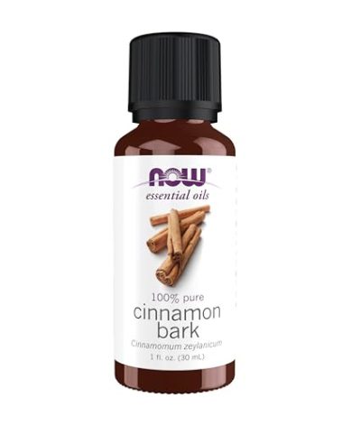 NOW Essential Oils, Cinnamon Bark Oil, Warming Aromatherapy Scent, Steam Distilled, 100% Pure, Vegan, Child Resistant Cap, 1-Ounce