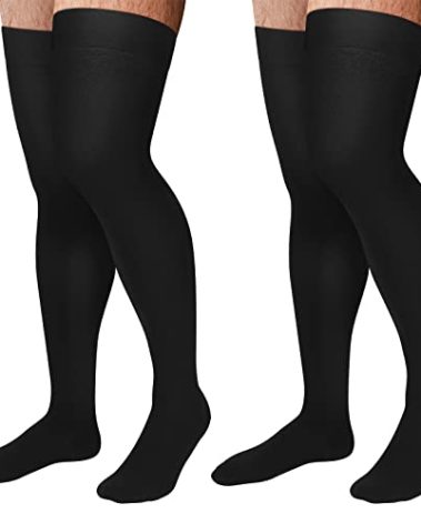 Supervitae 2 Pairs Thigh High 30-40 mmHg Compression Socks for Men & Women Extra Firm Closed Toe Thigh High Compression Socks for Swelling Edema Men and Women(XL)