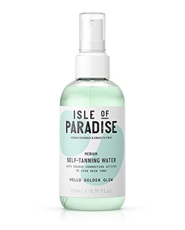 Isle of Paradise Self Tanning Water, Medium (Golden Glow) - Color Correcting and Red Cancelling Self Tan Spray, Vegan and Cruelty Free, 6.76 Fl Oz