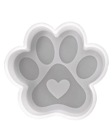 Paw Print with Heart Silicone Mold | Size 4" Wide x 3.75" Long x 1" Deep | Paw Print with Heart Design for Freshie, Soap, Resin, Candles