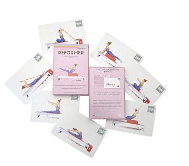 OnlinePilatesClasses Pilates Reformer Deck with Free Video Tutorials, Fitness Flash Cards with 79 All-Levels Cards for Home Gym Exercise, Reformer Not Included