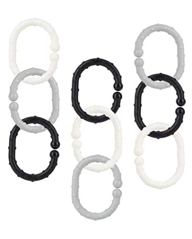Nuby Linkables, Black, Grey, and White Attachable Links for Strollers, Car Seats, and Travel