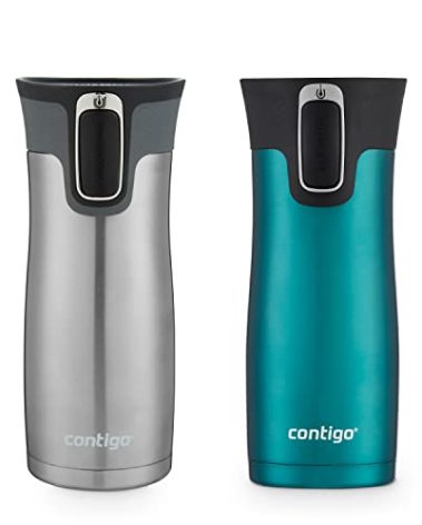 Contigo AUTOSEAL West Loop Vacuum-Insulated Stainless Steel Travel Mug with Easy-Clean Lid, 16oz., 2 Pack, Spirulina, Stainless Steel