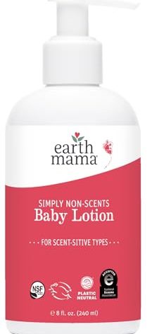 Earth Mama Simply Non-Scents Baby Lotion for Dry Skin, Calendula Cream, Skin Care for Kids, Organic Moisturizer, Unscented Lotion with Aloe, Rooibos, & Shea Butter, 8-Fl oz