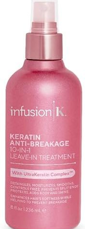 Infusion K Anti-Breakage 10-in-1 Leave In Treatment with UltraKeratin Complex - Detangle, Moisturize, Control Frizz, Repair Split Ends | Prevent Breakage | Color Safe | Paraben & Sulfate Free (8 oz)