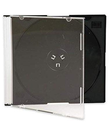 Maxtek Ultra Thin 5.2mm Slim Clear CD Jewel Case with Built in Black Tray, 100 Pack.