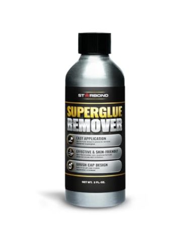 STARBOND Super Glue Remover, Dissolves Adhesive, CA Glue Debonder, Easy Brush Cap Applicator, 2 oz