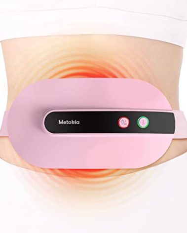 Portable Cordless Heating Pad, Heating Pad for Back Pain with 3 Heat Levels & 3 Vibration Massage Modes, Portable Electric Fast Heating Belly Wrap Belt for Women and Girl(Pink)