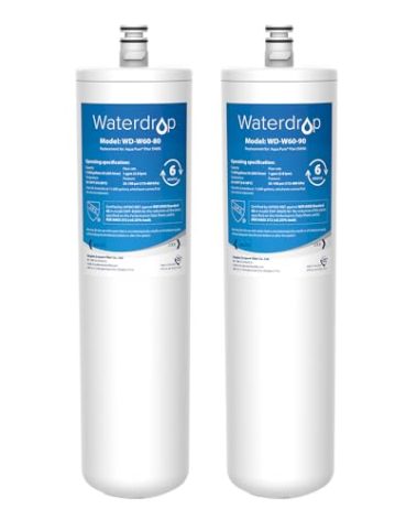 Waterdrop DW80/90 Under Sink Water Filter, Replacement for Aqua-Pure® AP-DW80/90, AP-DWS1000, Kohler® K-201-NA, Kohler® K-202-NA (Pack of 2), Model No.WD-W60-80/90