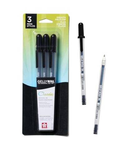 SAKURA Gelly Roll Gel Pens - Medium Point Ink Pen for Journaling, Art, or Drawing - Classic Black Ink - Medium Tip - 3 Pack