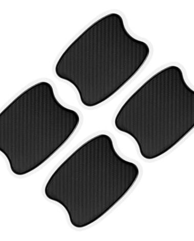TANGSEN 4Pcs Universal 3D Carbon Fiber Texture Automotive Door Cup Handle Recess Paint Protector Cover Scratch Non-Marking Silicone Personalize Pad Sticker (Black, S)
