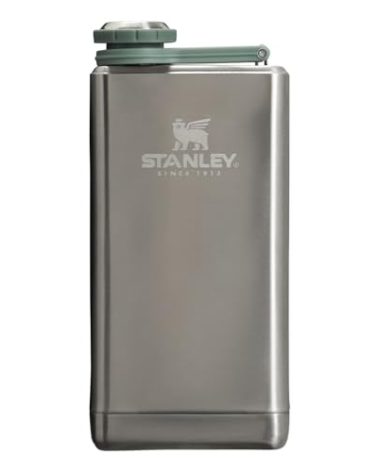 Stanley Adventure Pre-Party Flask 8 oz | Leakproof Hip Flask | Hinge Connected Never Lose Cap | Insulated Stainless Steel Liquor Container | BPA-Free | Stainless Steel