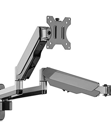 AVLT Dual Extended 13"-32" Monitor Wall Mount fits Two Flat/Curved Computer Monitor Full Motion Height Swivel Tilt Rotation Adjustable Monitor Arm - VESA/Cable Management