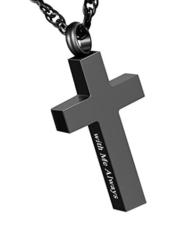 Cremation Cross Necklace for Ashes Stainless Steel Cross Urn Pendant Ashes Holder Memorial Jewelry-With Me Always