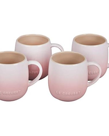 Le Creuset Stoneware Set of 4 Heritage Mugs, 13 oz. each, Shell Pink