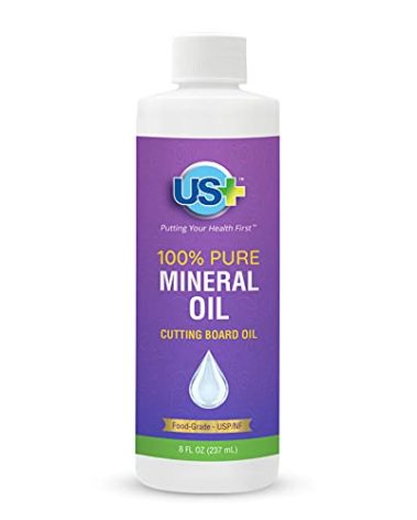 8oz US+ 100% Pure Mineral Oil - Cutting Board Oil - Food-Grade - USP - GMO-Free - Restores & Protects Cutting Boards, Butcher Blocks, Countertops, Steel Surfaces & More
