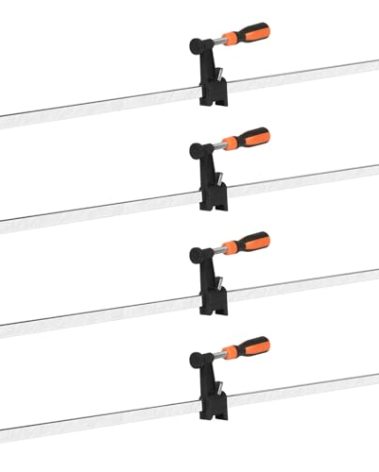 HANSOM 4-Pack 36 inch Bar Clamps, Long Wood Clamps Heavy Duty, Force 600 Lbs, Adjustable & Quick Release, 2.5 inch Throat Depth with Plastic Handle