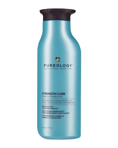 Pureology Strength Cure Shampoo - For Damaged or Color Treated Hair, Strengthens & Prevents Breakage, Seals Split Ends, Vegan & Sulfate-Free, 9 Fl Oz
