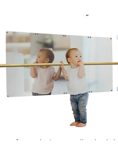 Montessori Coordination Mirror Set with 4ft Pull-Up Bar - Help Babies Build Balance, Confidence & Motor Skills | Ideal for Tummy Time, Crawling & First Steps | Safe for Home Use