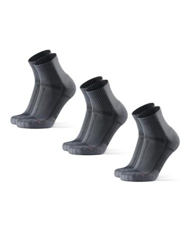 DANISH ENDURANCE 3 Pack Running Socks for Long Distances, Quarter, Men & Women, Grey/Black, Large