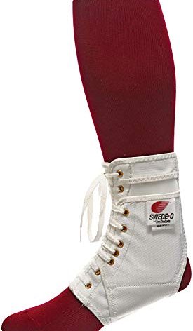 Swede-O Ankle Lok Support with Knit Tongue, Exclusive Lacing System Keeps Brace Tighter Longer, Side Stabilizers Provide Additional Ankle Support, Medium, White