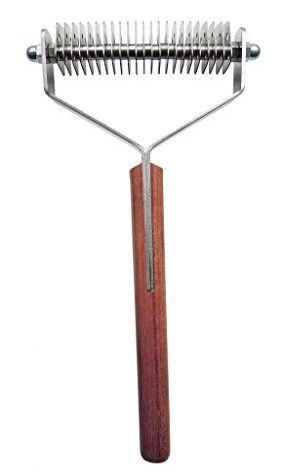 Mars Coat King Double Wide Dematting Undercoat Grooming Rake Stripper Tool for Dogs and Cats, Stainless Steel with Wooden Handle for Thick Coats, 23-Blade Stripper for Groomers, Pet Owners