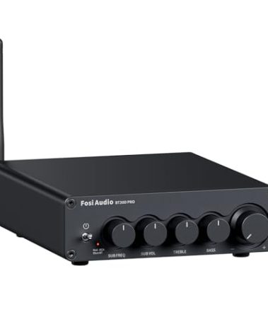 Fosi Audio Bluetooth Subwoofer Amplifier 2.1, BT30D Pro Subwoofer Amp with TPA3255 Chips 165W x2+350W & Bass Treble Control, 2.1 Channel Sub Amplifier for Desktop/Outdoor/Bookshelf Speakers